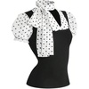 image:imageFloerns Womens Polka Dots Summer Tops Patchwork Puff Sleeve Business Work T Shirts with ScarfBlack
