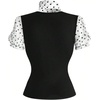 image:imageFloerns Womens Polka Dots Summer Tops Patchwork Puff Sleeve Business Work T Shirts with ScarfBlack
