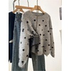 image:imageFloerns Womens Polka Dots Sweater Top Long Sleeve Crewneck Going Out Knitted Pullover SweatersGrey