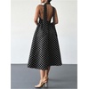 image:imageFloerns Womens Polka Dots Vintage Halter Dress Sleeveless Open Back Party A Line Midi DressesBlack and White