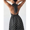 image:imageFloerns Womens Polka Dots Vintage Halter Dress Sleeveless Open Back Party A Line Midi DressesBlack and White