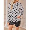 image:imageFloerns Womens Printed Bow Tied Neck Lantern Long Sleeve Workwear Shirts BlouseA White Polka Dot