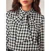 image:imageFloerns Womens Printed Bow Tied Neck Lantern Long Sleeve Workwear Shirts BlouseBlack White Houndstooth