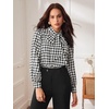 image:imageFloerns Womens Printed Bow Tied Neck Lantern Long Sleeve Workwear Shirts BlouseBlack White Houndstooth