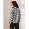image:imageFloerns Womens Printed Bow Tied Neck Lantern Long Sleeve Workwear Shirts BlouseBlack White Houndstooth