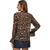 image:imageFloerns Womens Printed Bow Tied Neck Lantern Long Sleeve Workwear Shirts BlouseBrown Leopard
