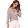 image:imageFloerns Womens Printed Bow Tied Neck Lantern Long Sleeve Workwear Shirts BlousePink Dot