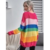image:imageFloerns Womens Rainbow Striped Print Button Front Long Sleeve Cardigan SweaterMulti