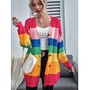 image:imageFloerns Womens Rainbow Striped Print Button Front Long Sleeve Cardigan SweaterMulti