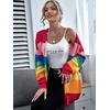 image:imageFloerns Womens Rainbow Striped Print Button Front Long Sleeve Cardigan SweaterMulti