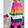 image:imageFloerns Womens Rainbow Striped Print Button Front Long Sleeve Cardigan SweaterPink Multi