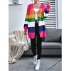 image:imageFloerns Womens Rainbow Striped Print Button Front Long Sleeve Cardigan SweaterPink Multi