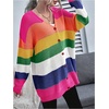 image:imageFloerns Womens Rainbow Striped Print Button Front Long Sleeve Cardigan SweaterPink Multi