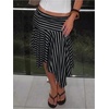 image:imageFloerns Womens Striped Asymmetrical Flowy Ruffle Low Rise Midi SkirtBlack