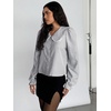 image:imageFloerns Womens Striped Button Down Blouse Long Sleeve Loose Fit Preppy ShirtBlack and White