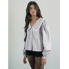 image:imageFloerns Womens Striped Button Down Blouse Long Sleeve Loose Fit Preppy ShirtBlack and White
