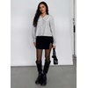 image:imageFloerns Womens Striped Button Down Blouse Long Sleeve Loose Fit Preppy ShirtBlack and White
