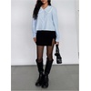 image:imageFloerns Womens Striped Button Down Blouse Long Sleeve Loose Fit Preppy ShirtBlue and White