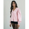 image:imageFloerns Womens Striped Button Down Blouse Long Sleeve Loose Fit Preppy ShirtRed and White