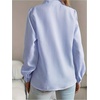 image:imageFloerns Womens Striped Button Down Long Sleeve Shirts Ruffle Trim Work Dressy Casual Blouse TopsBlue