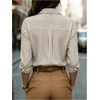 image:imageFloerns Womens Striped Button Down Shirts Long Sleeve Collared Business Casual Work BlousesBrown