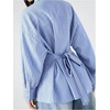 image:imageFloerns Womens Striped Button Down Shirts Long Sleeve Tie Back Oversized Business Casual Blouse TopsBlue