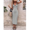 image:imageFloerns Womens Striped Deep V Neck Tank Dress Sleeveless Split Knitted Midi DressesWhite