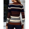 image:imageFloerns Womens Striped Fall Sweaters Color Block Mock Neck Long Sleeve Knit Old Money Pullover JumperBlack Multi
