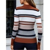 image:imageFloerns Womens Striped Fall Sweaters Color Block Mock Neck Long Sleeve Knit Old Money Pullover JumperBrown