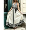image:imageFloerns Womens Striped Flowy Halter Long Dress Sleeveless Tie Waist Casual A Line Vacation DressesApricot