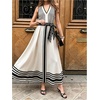 image:imageFloerns Womens Striped Flowy Halter Long Dress Sleeveless Tie Waist Casual A Line Vacation DressesApricot