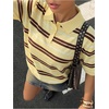 image:imageFloerns Womens Striped Golf Shirts Short Sleeve Collared Going Out Preppy Knit TopsButter Yellow