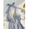 image:imageFloerns Womens Striped Halter Dress Tie Backless A Line Summer Mini DressBlue