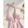 image:imageFloerns Womens Striped Halter Dress Tie Backless A Line Summer Mini DressPink