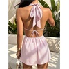 image:imageFloerns Womens Striped Halter Dress Tie Backless A Line Summer Mini DressPink