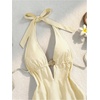 image:imageFloerns Womens Striped Halter Dress Tie Backless A Line Summer Mini DressYellow