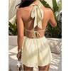 image:imageFloerns Womens Striped Halter Dress Tie Backless A Line Summer Mini DressYellow