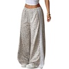 image:imageFloerns Womens Striped Leopard Print Wide Straight Leg Trousers PantsGrey