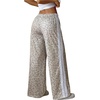 image:imageFloerns Womens Striped Leopard Print Wide Straight Leg Trousers PantsGrey
