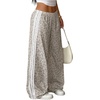 image:imageFloerns Womens Striped Leopard Print Wide Straight Leg Trousers PantsGrey