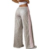 image:imageFloerns Womens Striped Leopard Print Wide Straight Leg Trousers PantsGrey and Pink