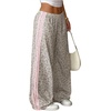 image:imageFloerns Womens Striped Leopard Print Wide Straight Leg Trousers PantsGrey and Pink