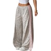 image:imageFloerns Womens Striped Leopard Print Wide Straight Leg Trousers PantsGrey and Pink