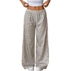 image:imageFloerns Womens Striped Leopard Print Wide Straight Leg Trousers PantsGrey and Pink