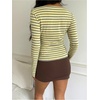 image:imageFloerns Womens Striped Long Sleeve Boat Neck Slim Fit Y2k T ShirtsYellow