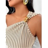 image:imageFloerns Womens Striped Mini Dress One Shoulder Elegant Bodycon DressesApricot