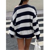 image:imageFloerns Womens Striped Off The Shoulder Sweater Casual Knit Pullover TopsBlue and White
