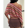 image:imageFloerns Womens Striped Off The Shoulder Tops Short Sleeve Beach Vacation Going Out TopOrange