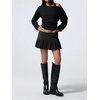 image:imageFloerns Womens Striped Pleated Micro Mini Skirts Low Waist Uniform SkirtBlack