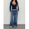 image:imageFloerns Womens Striped Preppy Sweaters V Neck Cable Knit Going Out Fall Pullover TopsDark Blue